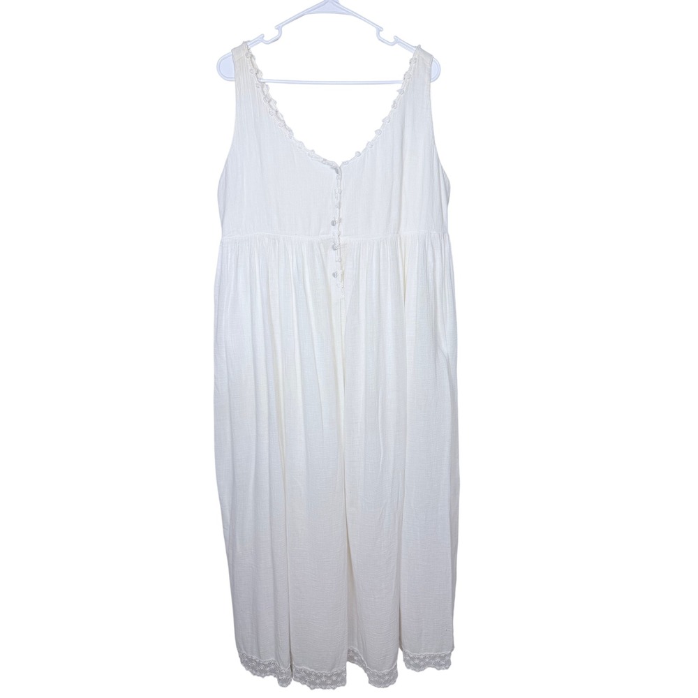 Victoria's Secret Country Women Large White Cotton Nightgown Lace Trim Vintage